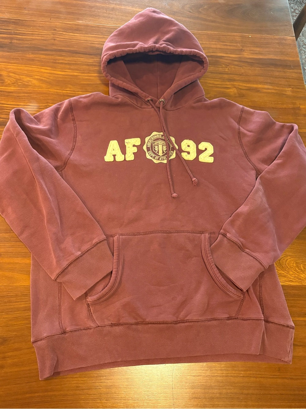 ABERCROMBIE & FITCH Y2K men's logo hoodie comfy lived in maroon size XL